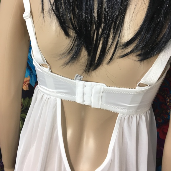 NEW WOMEN'S NIGHTY LINGERIE SIZE 32G 4D BOW DANGLE ACCENT FRILLY IVORY WHITE - Picture 6 of 8